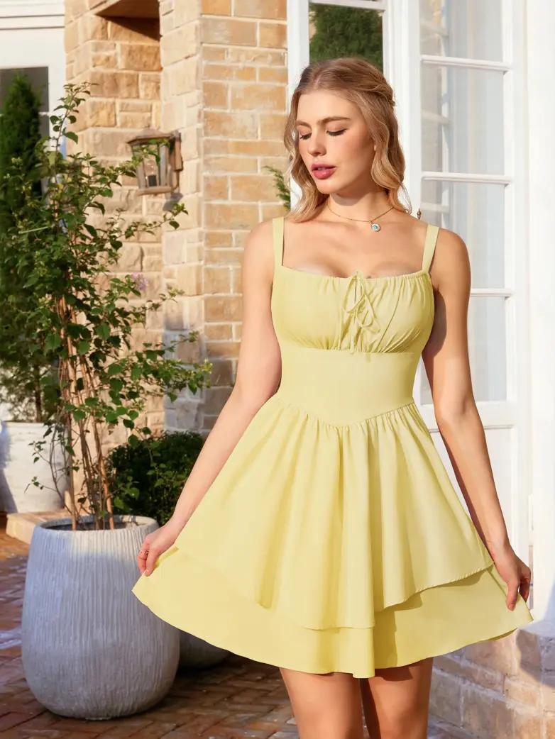 Women Summer Puffy Milkmaid Sundress - Image 61