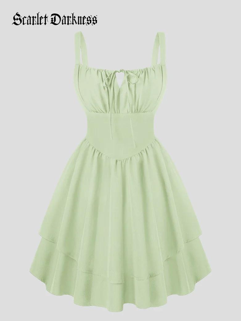 Women Summer Puffy Milkmaid Sundress - Image 67