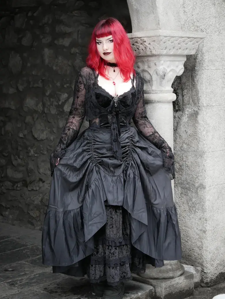 Gothic Chameleon High-Low Drawstring Skirt - Image 11