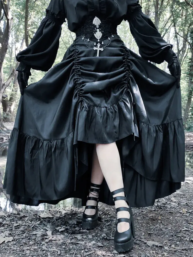 Gothic Chameleon High-Low Drawstring Skirt - Image 8