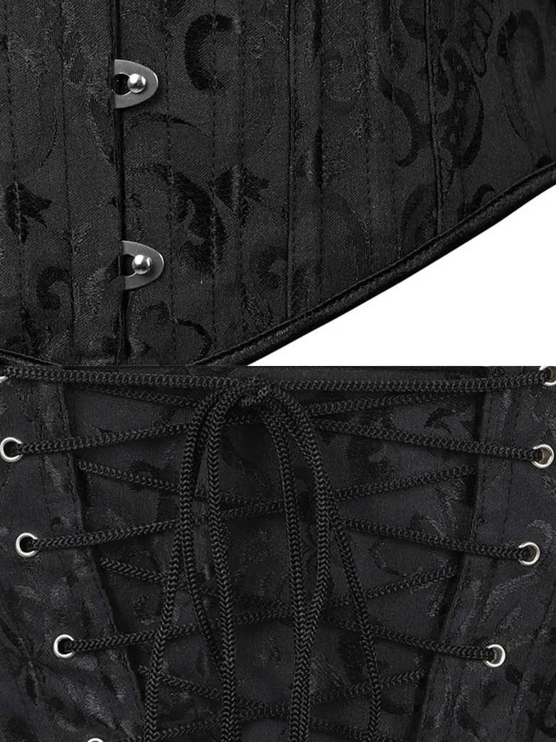 Victorian Gothic Waist Corset with Jacquard Metal buckle - Image 5