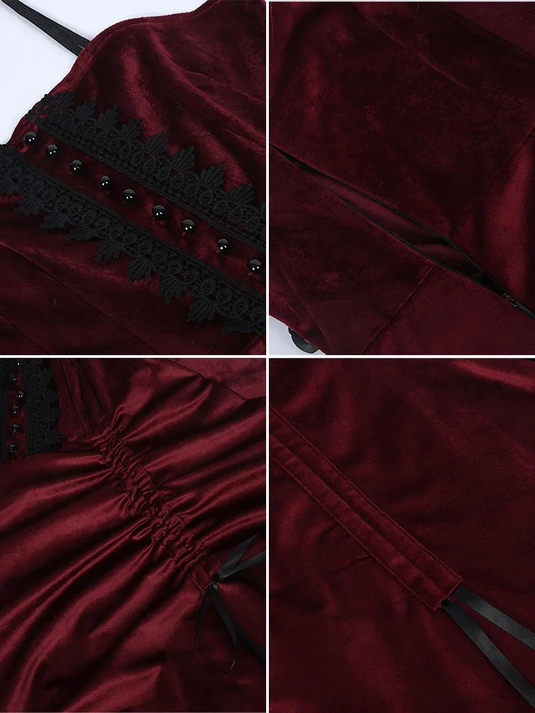 Crimson Peak Inspired Dark Romance High-Low Hem Slip Dress - Image 5