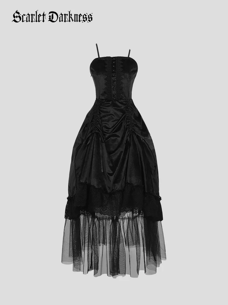 Crimson Peak Inspired Dark Romance High-Low Hem Slip Dress - Image 7