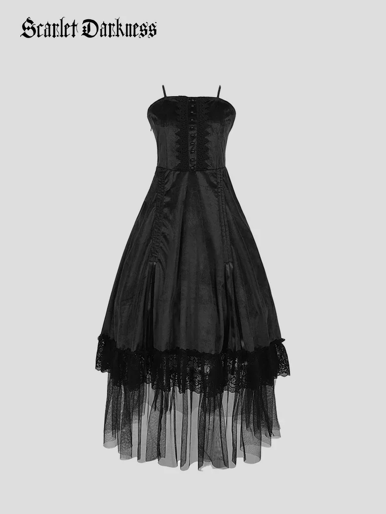 Crimson Peak Inspired Dark Romance High-Low Hem Slip Dress - Image 8