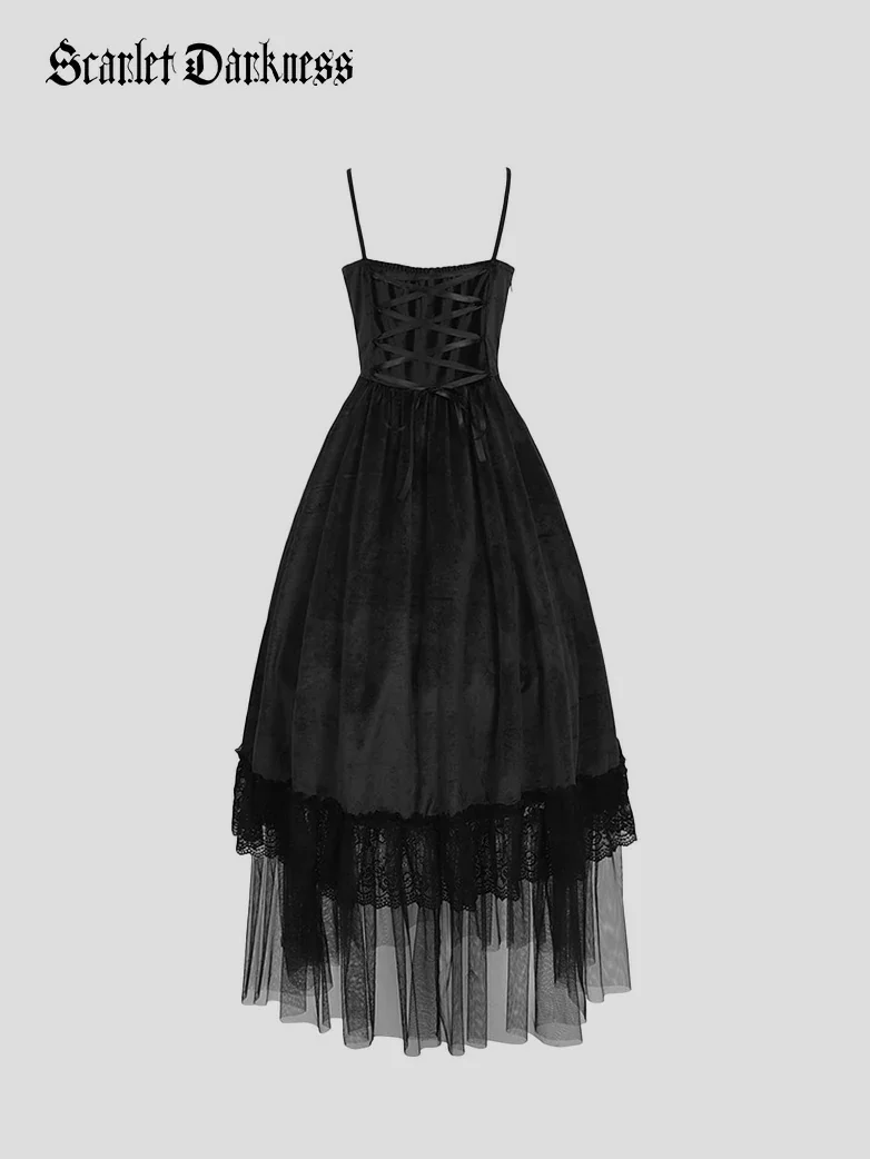 Crimson Peak Inspired Dark Romance High-Low Hem Slip Dress - Image 9