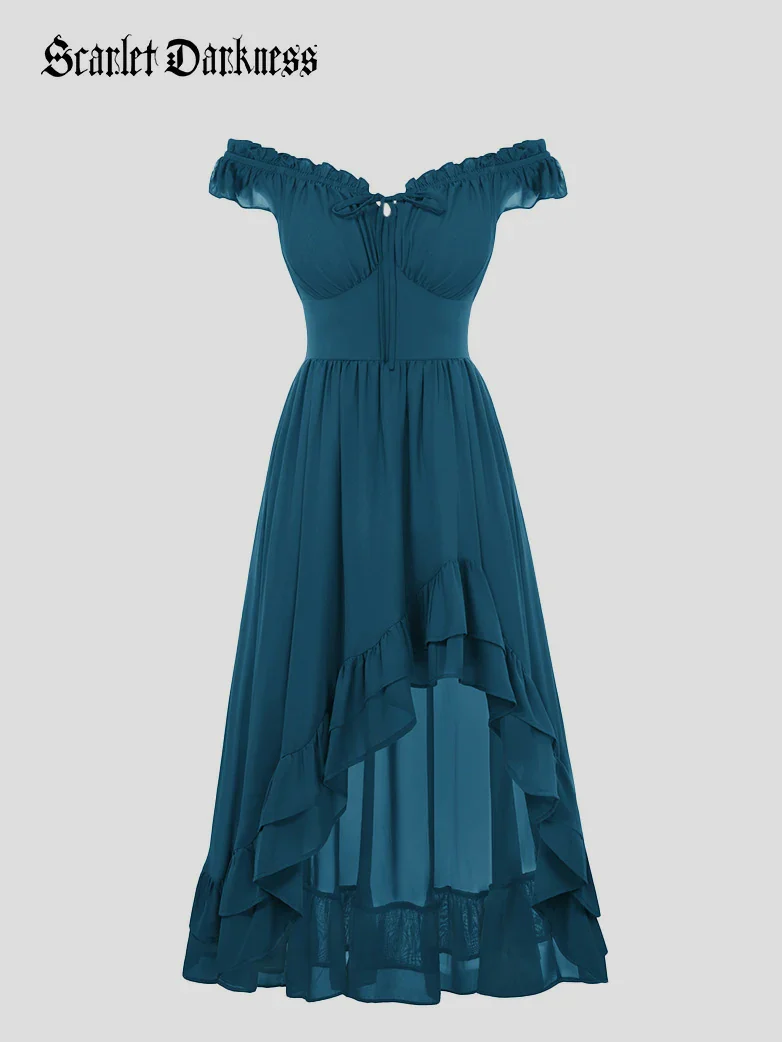 Gypsy Renaissance Off Shoulder High-Lo Chiffon Dress - Image 12