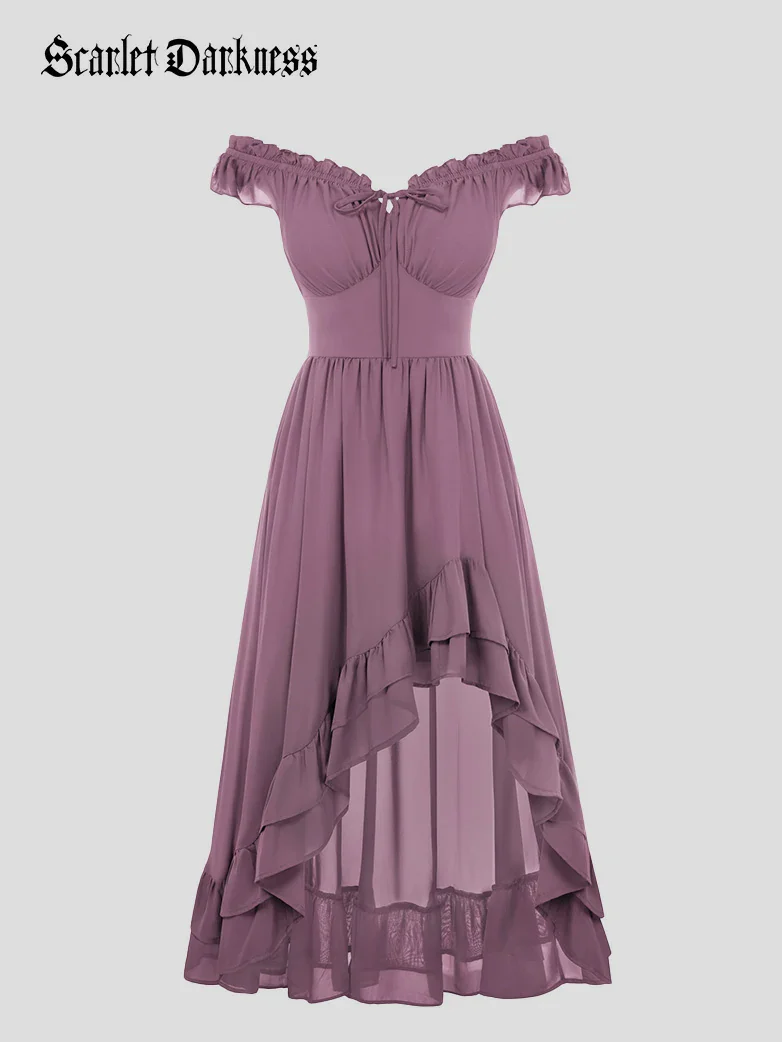 Gypsy Renaissance Off Shoulder High-Lo Chiffon Dress - Image 19