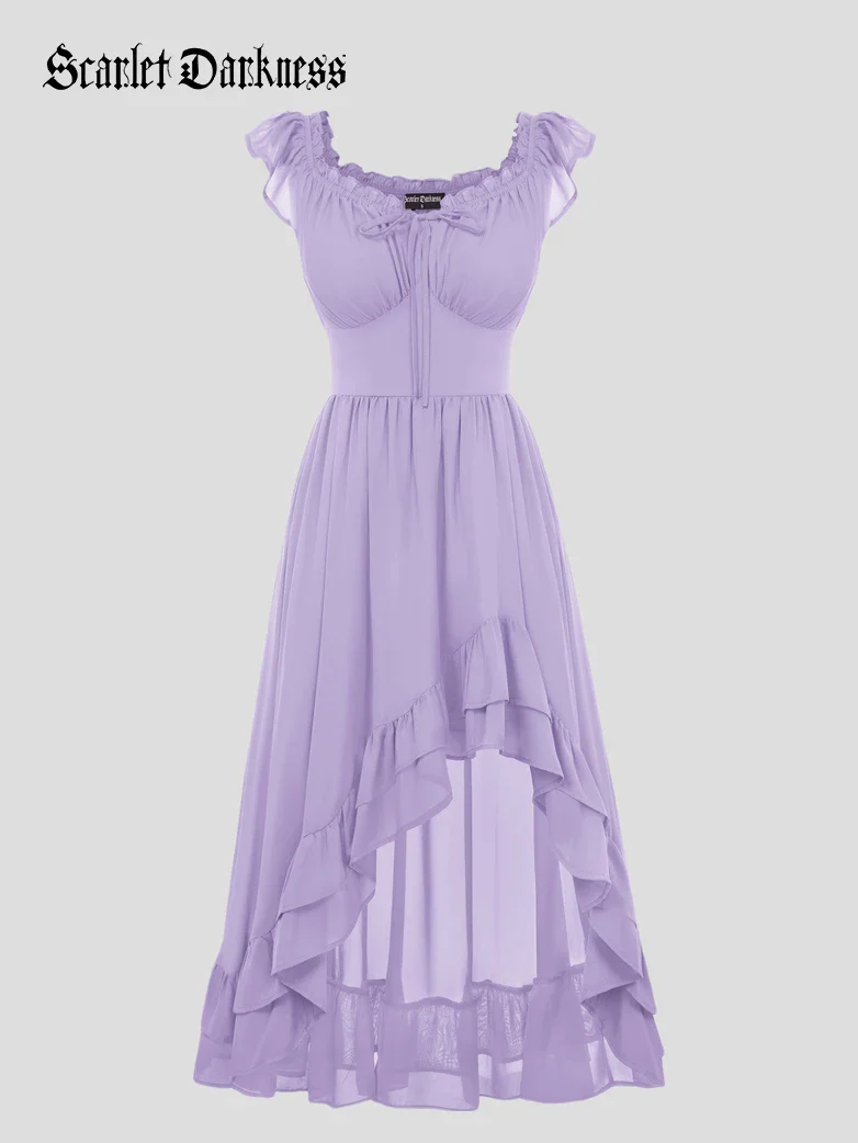 Gypsy Renaissance Off Shoulder High-Lo Chiffon Dress - Image 2