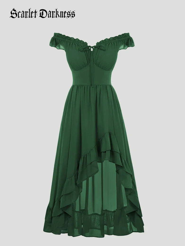 Gypsy Renaissance Off Shoulder High-Lo Chiffon Dress - Image 24