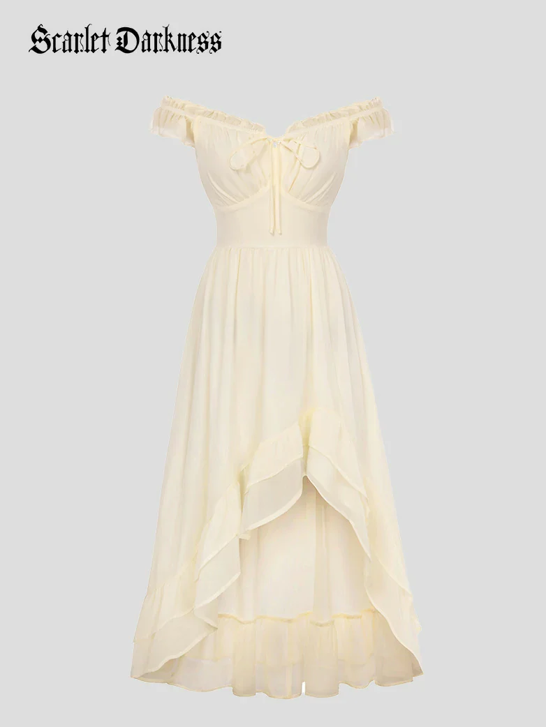 Gypsy Renaissance Off Shoulder High-Lo Chiffon Dress - Image 36