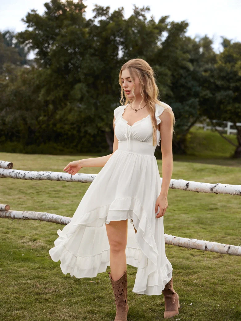 Gypsy Renaissance Off Shoulder High-Lo Chiffon Dress - Image 45