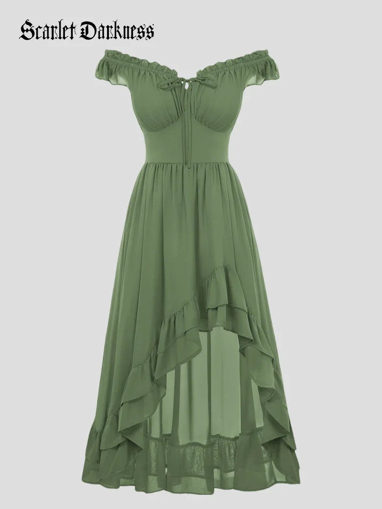 Gypsy Renaissance Off Shoulder High-Lo Chiffon Dress - Image 47