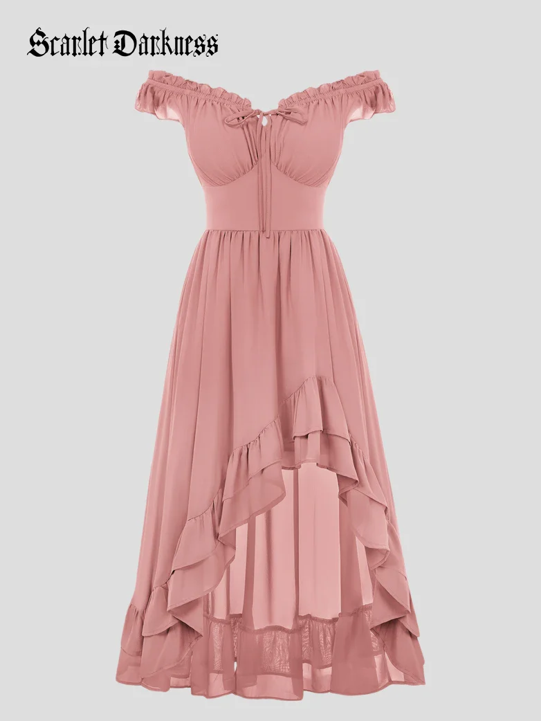 Gypsy Renaissance Off Shoulder High-Lo Chiffon Dress - Image 53
