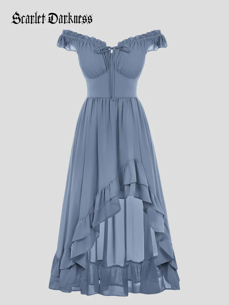 Gypsy Renaissance Off Shoulder High-Lo Chiffon Dress - Image 58