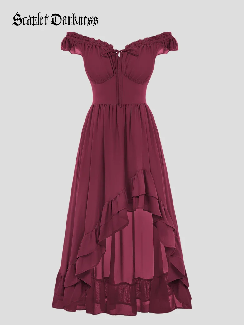 Gypsy Renaissance Off Shoulder High-Lo Chiffon Dress - Image 62