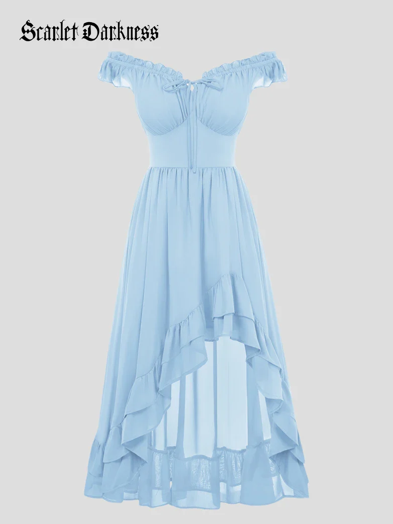 Gypsy Renaissance Off Shoulder High-Lo Chiffon Dress - Image 7