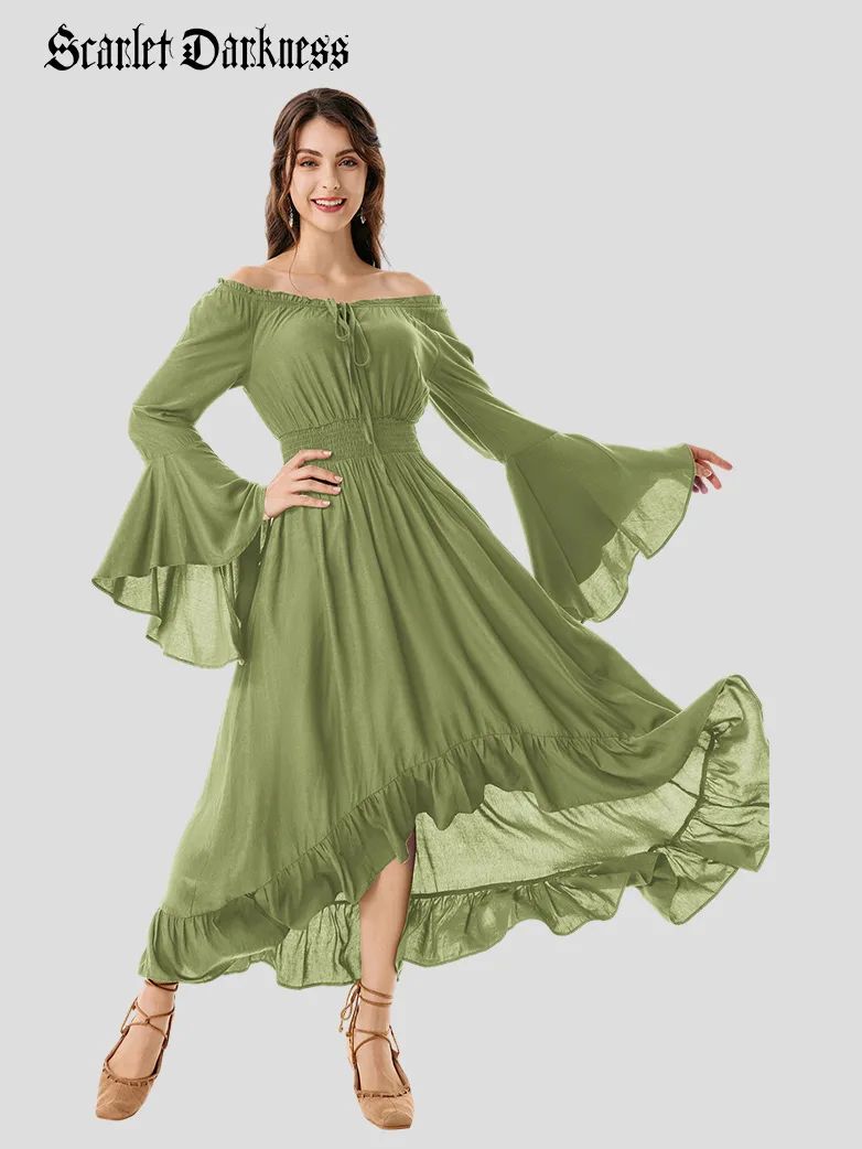Off the Shoulder Classic Renaissance Dress with Pockets - Image 20
