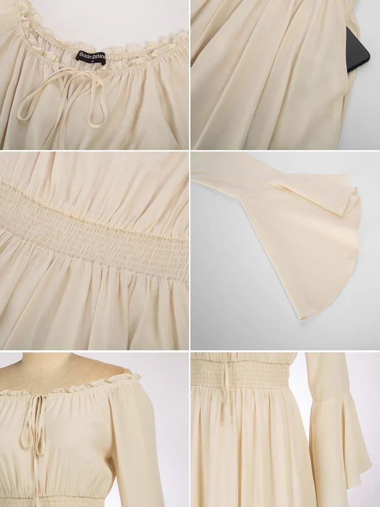 Off the Shoulder Classic Renaissance Dress with Pockets - Image 4