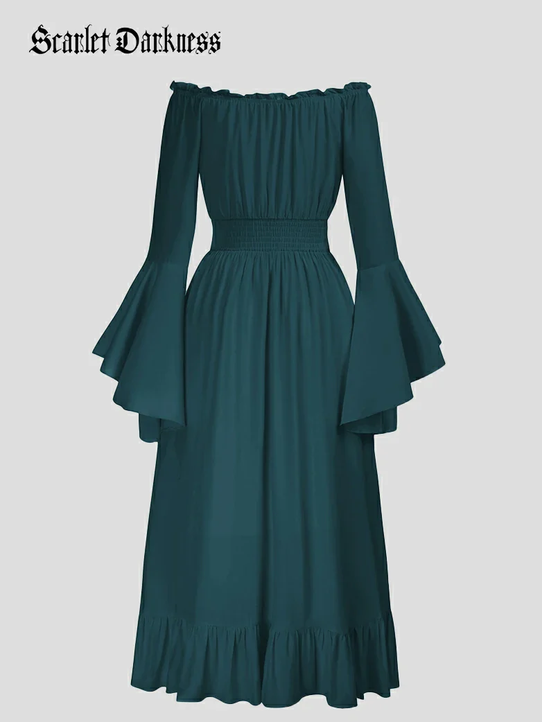 Off the Shoulder Classic Renaissance Dress with Pockets - Image 48