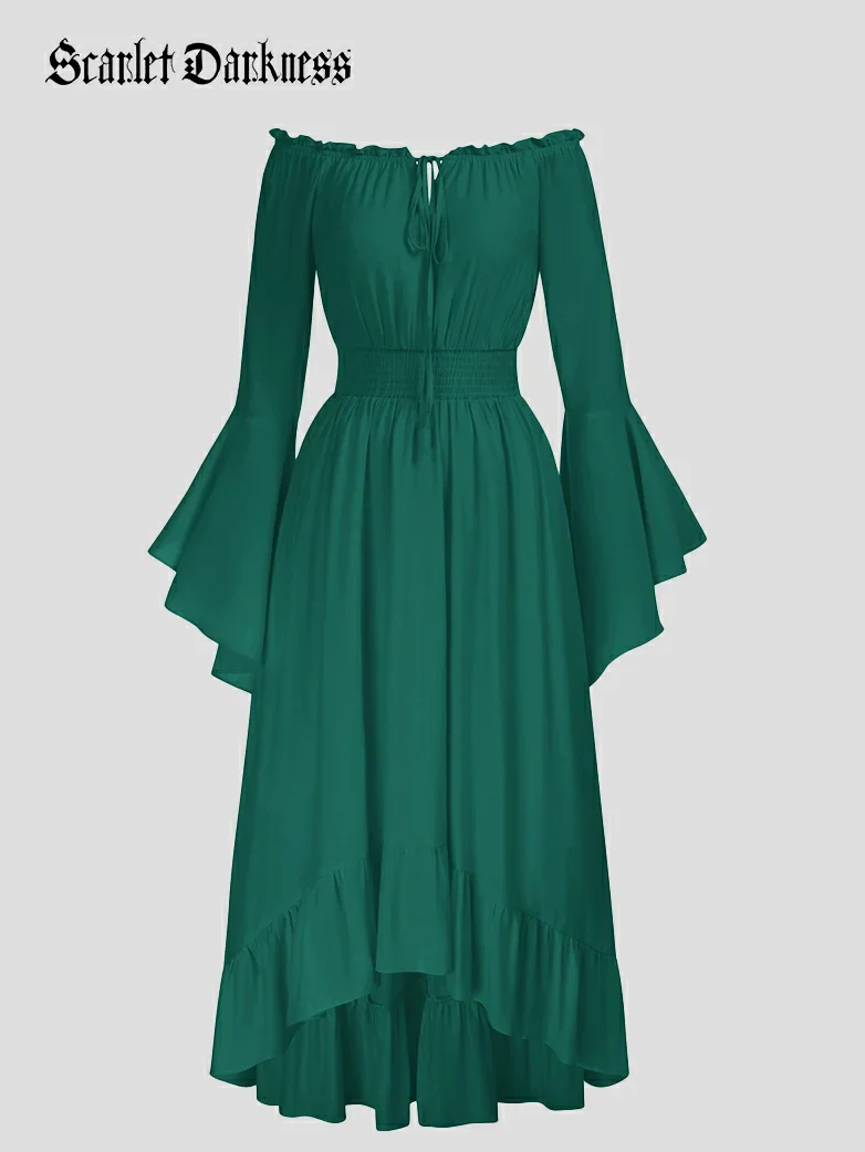 Off the Shoulder Classic Renaissance Dress with Pockets - Image 57