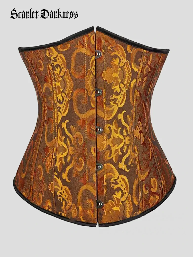 Victorian Jacquard Corset Belt Boned Waist Shapewear - Image 4