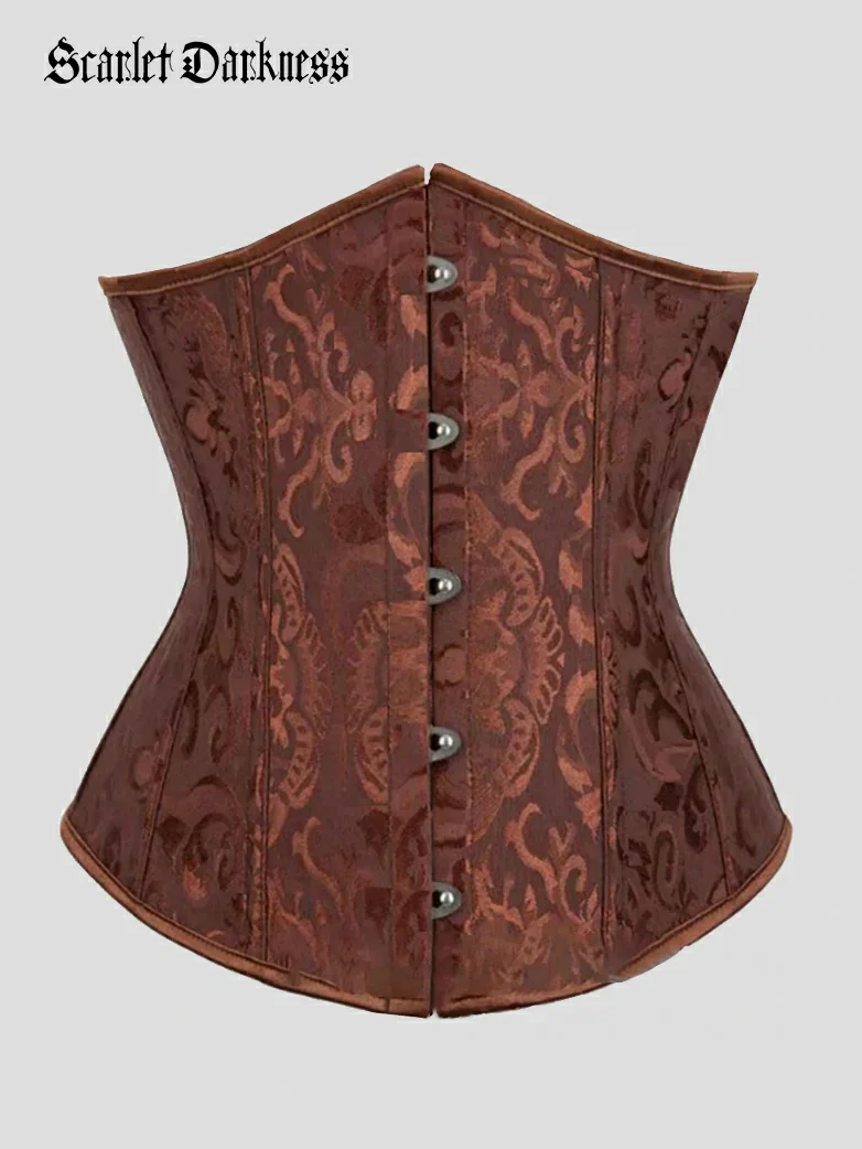 Victorian Jacquard Corset Belt Boned Waist Shapewear - Image 5