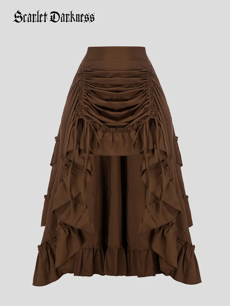 Women High-Low Skirts Adjustable Ruffle Cake Maxi Skirt - Image 13