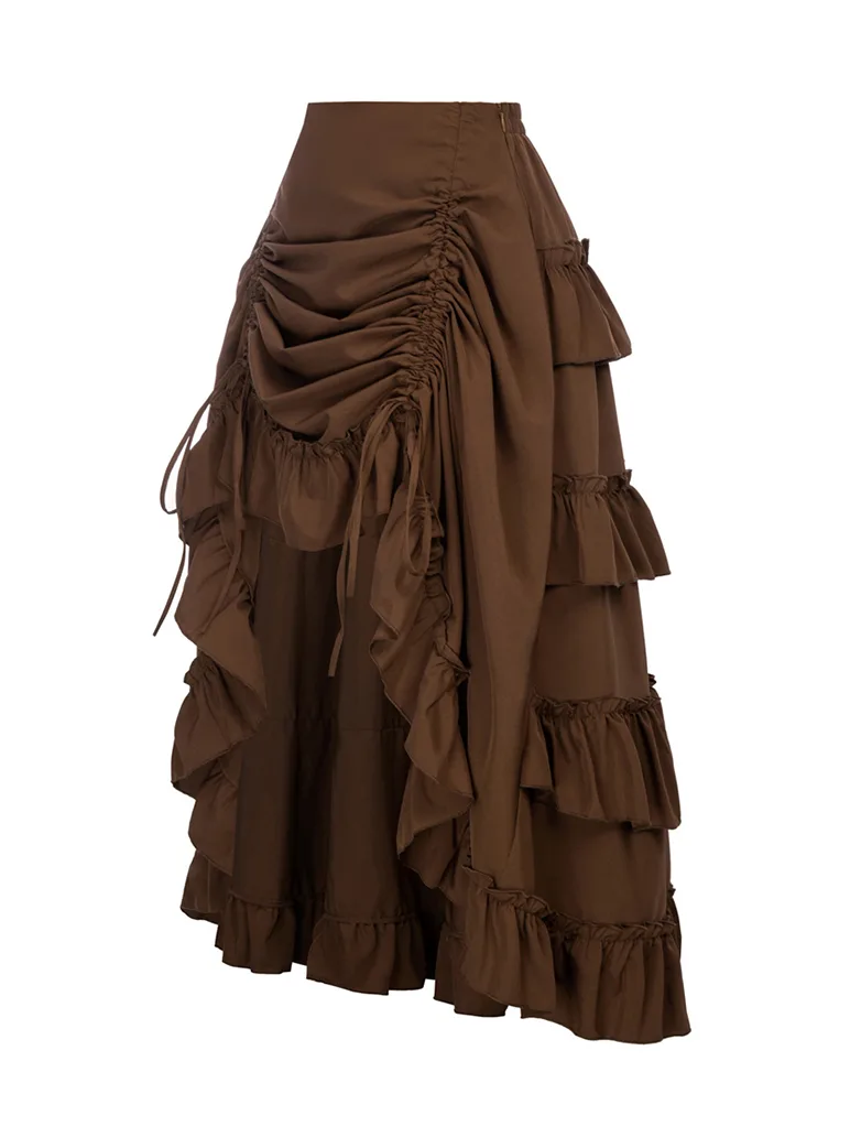 Women High-Low Skirts Adjustable Ruffle Cake Maxi Skirt - Image 17