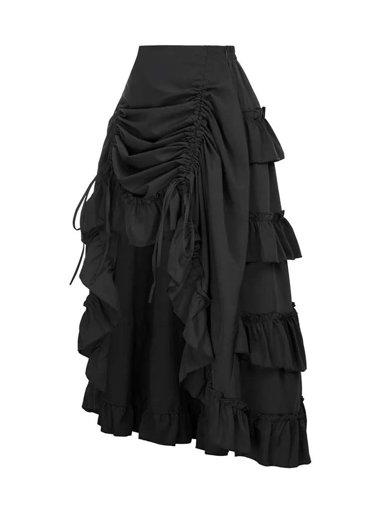 Women High-Low Skirts Adjustable Ruffle Cake Maxi Skirt - Image 19