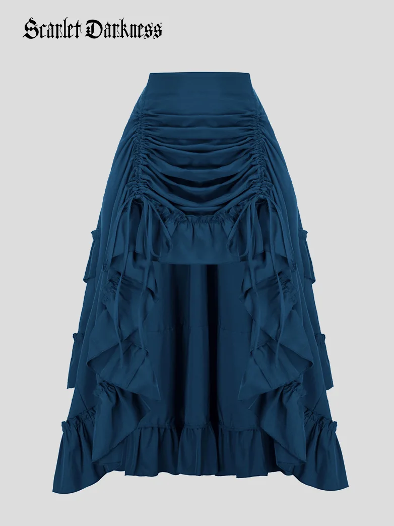 Women High-Low Skirts Adjustable Ruffle Cake Maxi Skirt - Image 23