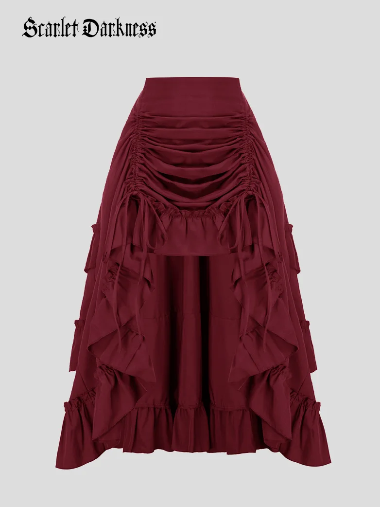 Women High-Low Skirts Adjustable Ruffle Cake Maxi Skirt - Image 25