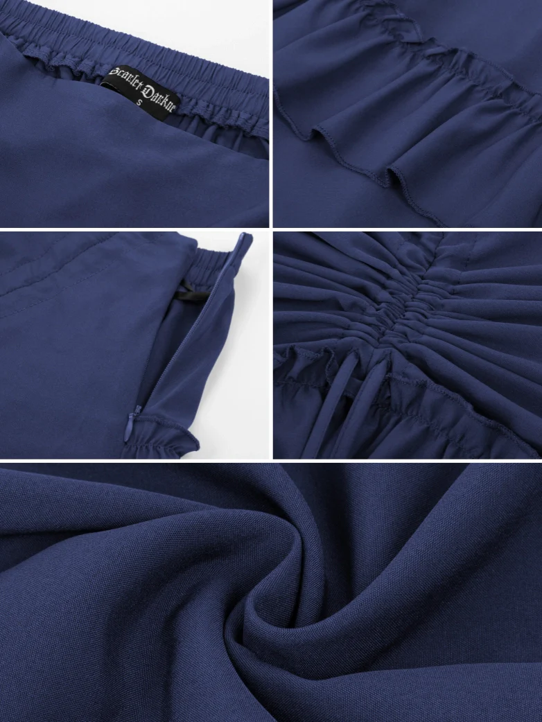 Length Adjustable Elastic Waist Ruffle Cake Maxi Skirt - Image 87