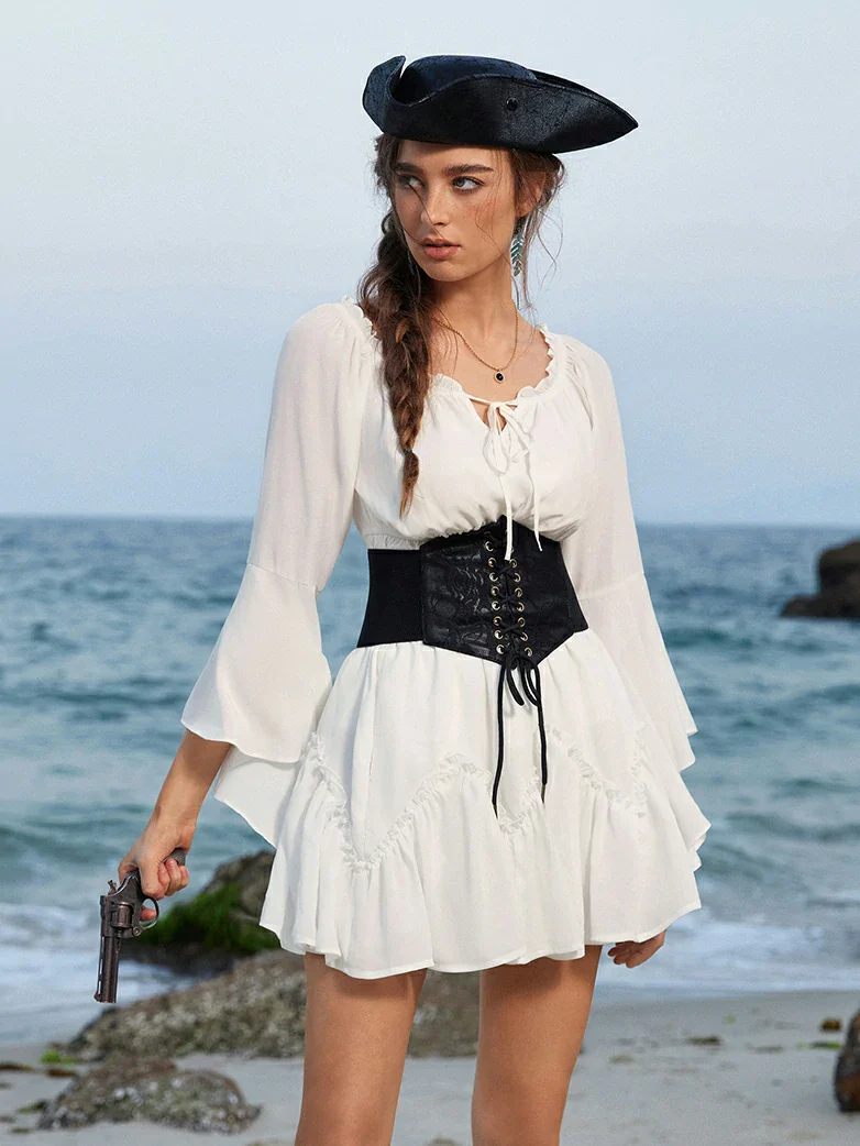 2025 Pirate Boho Tiered Chiffon Swing Mini Skirt - Image 13