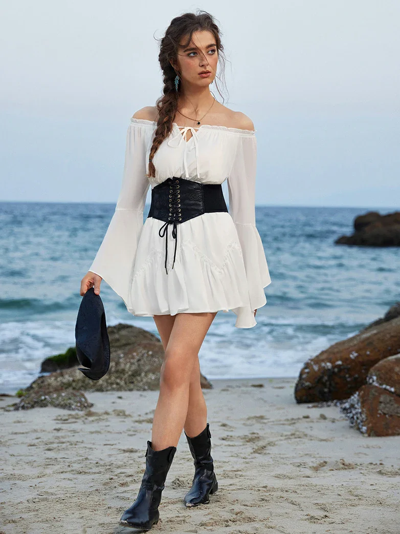 2025 Pirate Boho Tiered Chiffon Swing Mini Skirt - Image 15