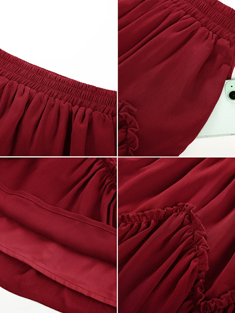 2025 Pirate Boho Tiered Chiffon Swing Mini Skirt - Image 26