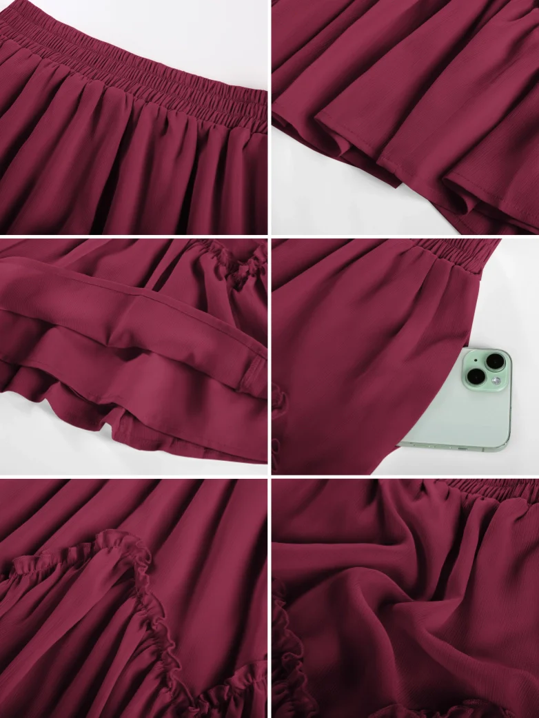 2025 Pirate Boho Tiered Chiffon Swing Mini Skirt - Image 44