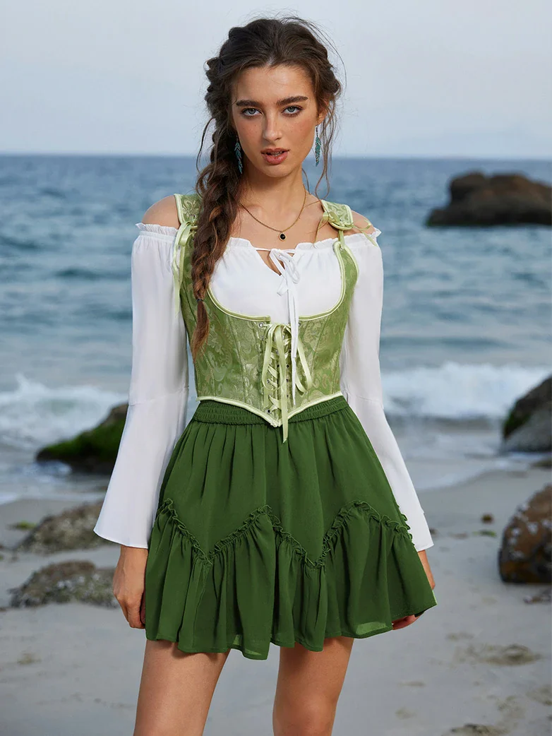 2025 Pirate Boho Tiered Chiffon Swing Mini Skirt - Image 8