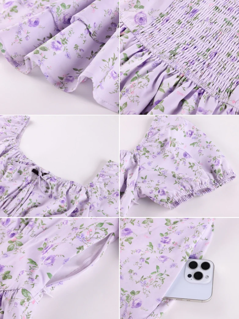 Victorian Off Shoulder Floral Dresses for Women - Image 2