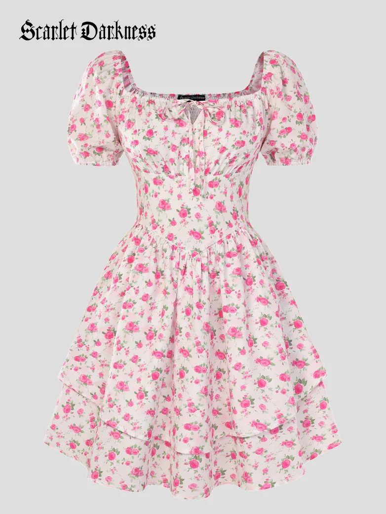 Victorian Off Shoulder Floral Dresses for Women - Image 27