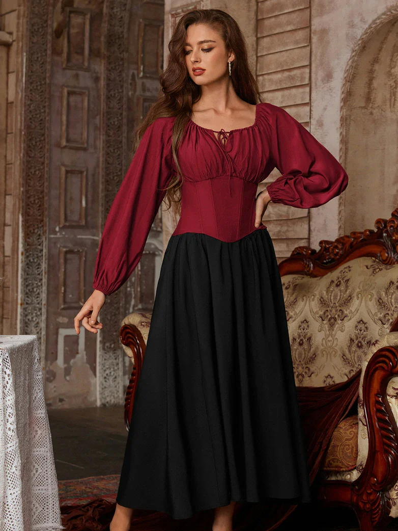 Off Shoulder Long Sleeve Boned Waist Corset Tops - Image 4