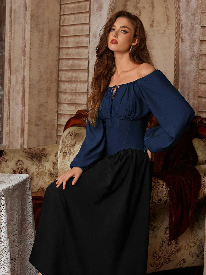 Off Shoulder Long Sleeve Boned Waist Corset Tops - Image 52