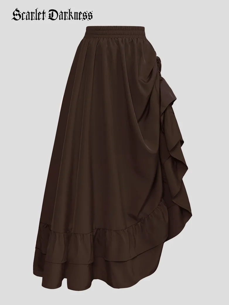 Women Ruffled High-Low 3 Ways Pirate Skirt