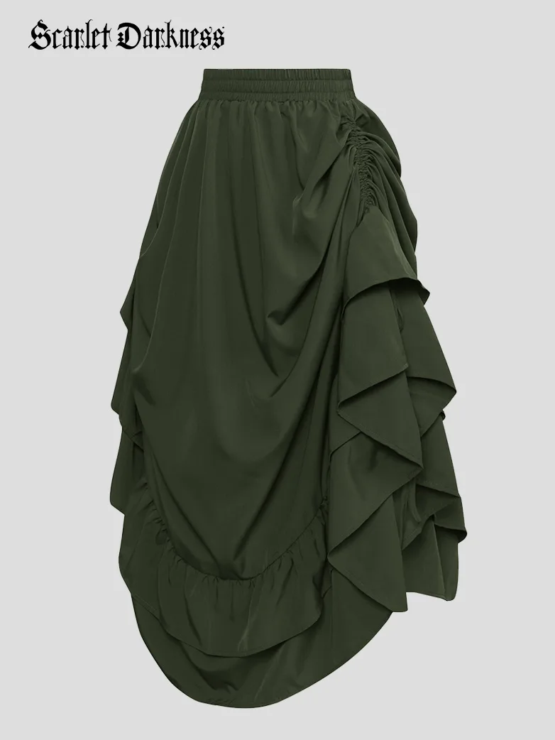 Women Ruffled High-Low 3 Ways Pirate Skirt - Image 14