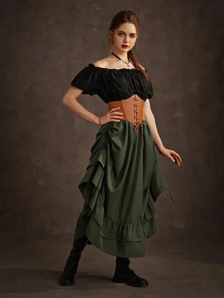 Women Ruffled High-Low 3 Ways Pirate Skirt - Image 15