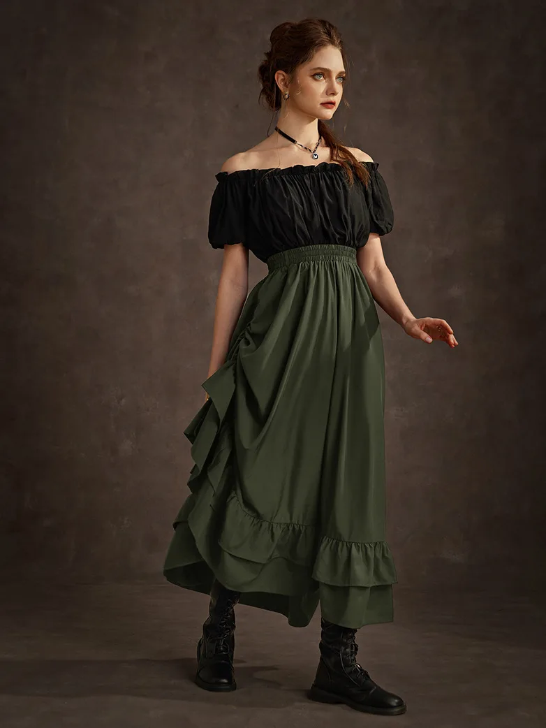 Women Ruffled High-Low 3 Ways Pirate Skirt - Image 16