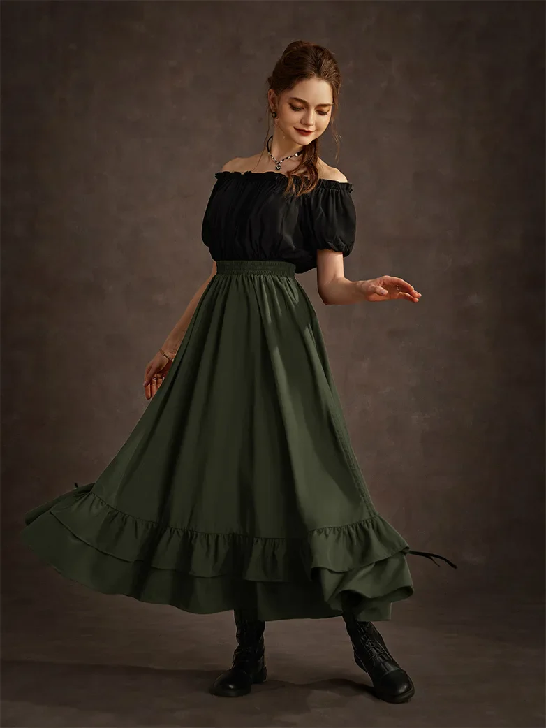 Women Ruffled High-Low 3 Ways Pirate Skirt - Image 17