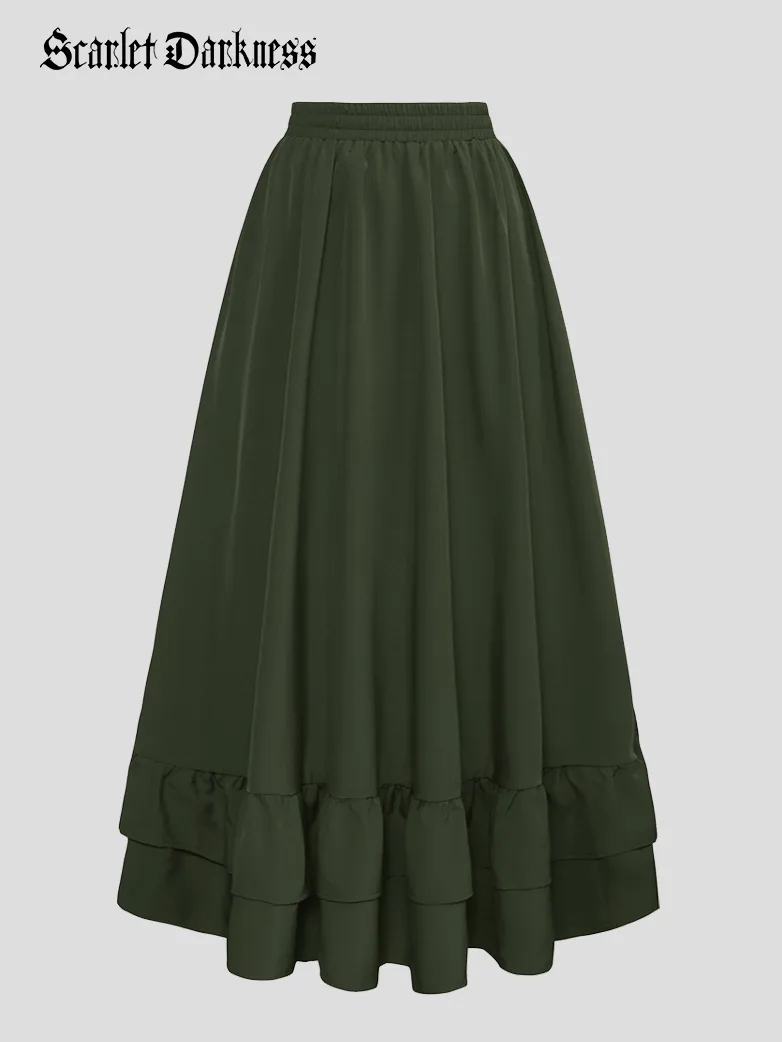 Women Ruffled High-Low 3 Ways Pirate Skirt - Image 18