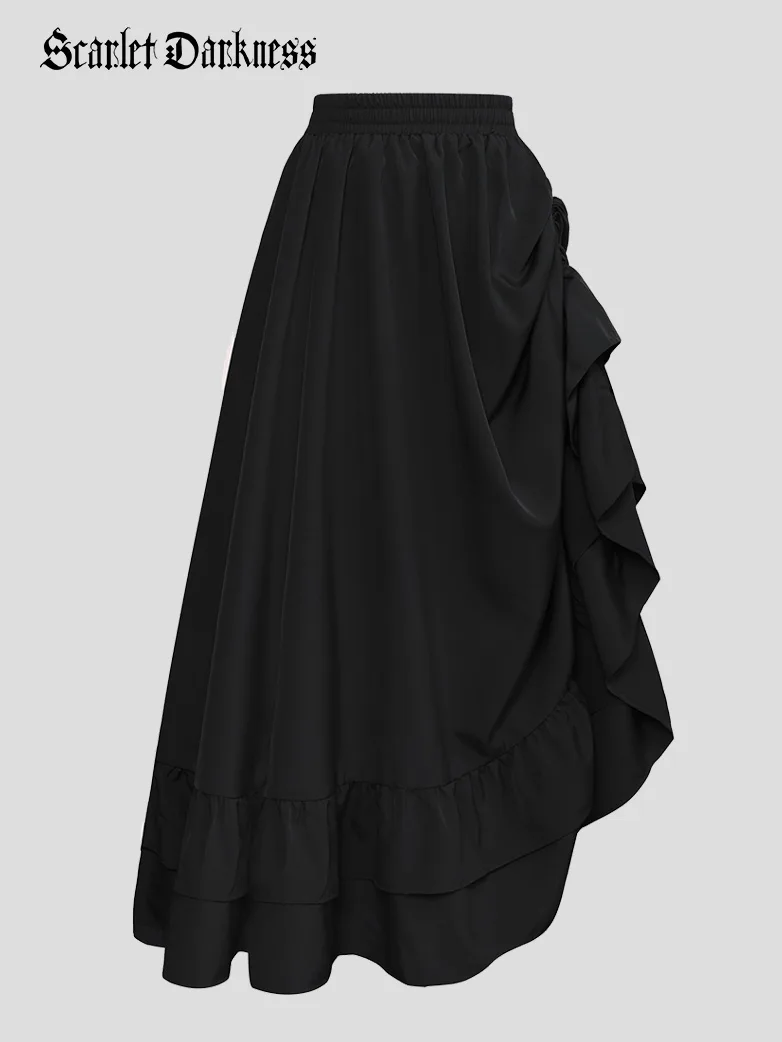 Women Ruffled High-Low 3 Ways Pirate Skirt - Image 20