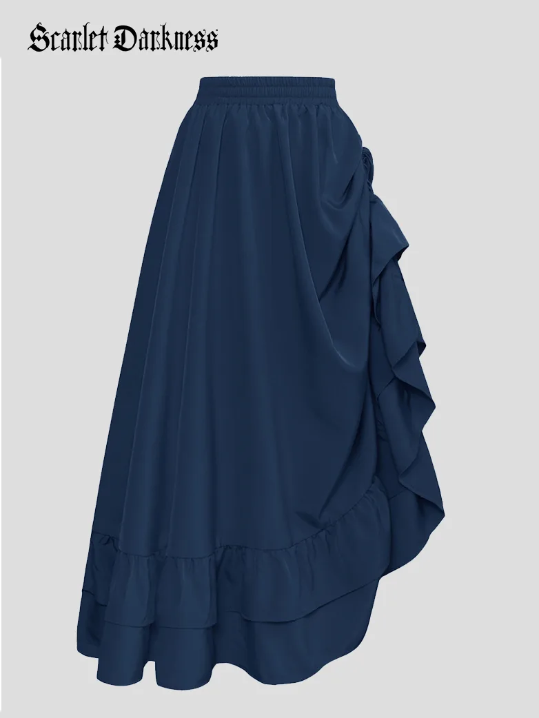 Women Ruffled High-Low 3 Ways Pirate Skirt - Image 25