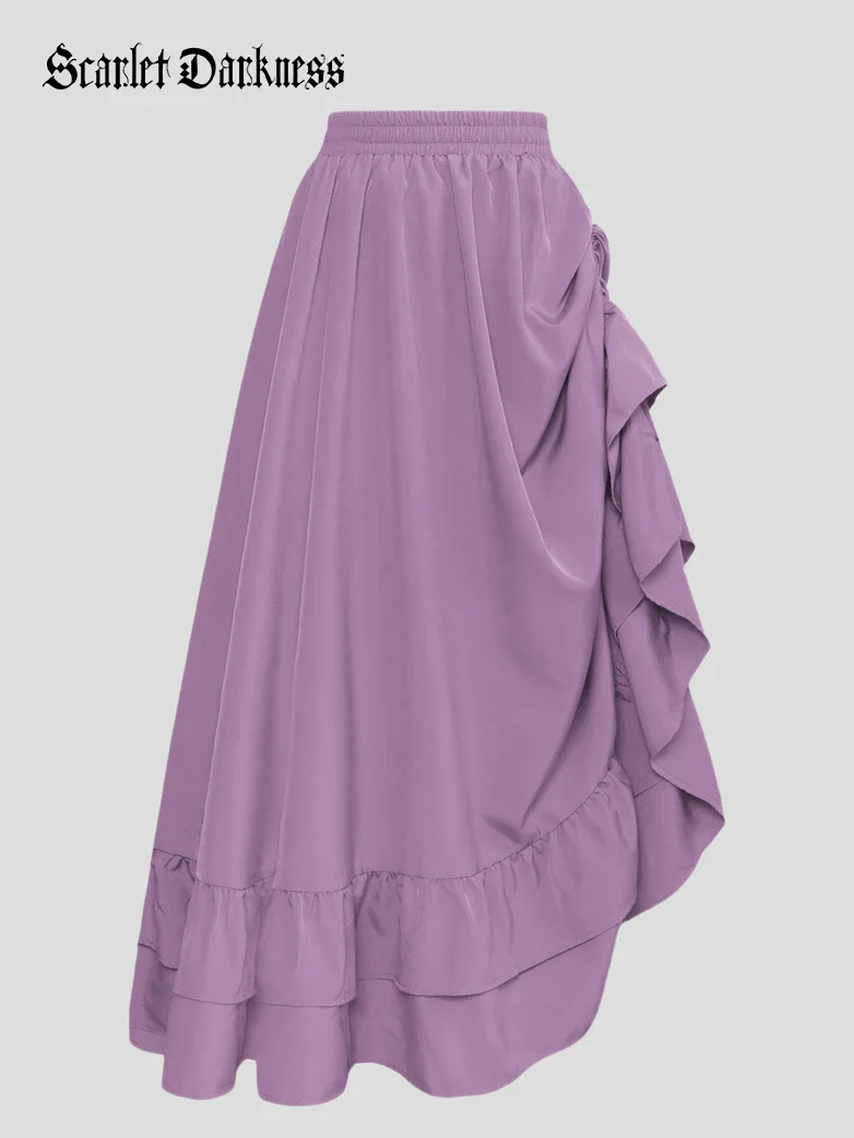 Women Ruffled High-Low 3 Ways Pirate Skirt - Image 27